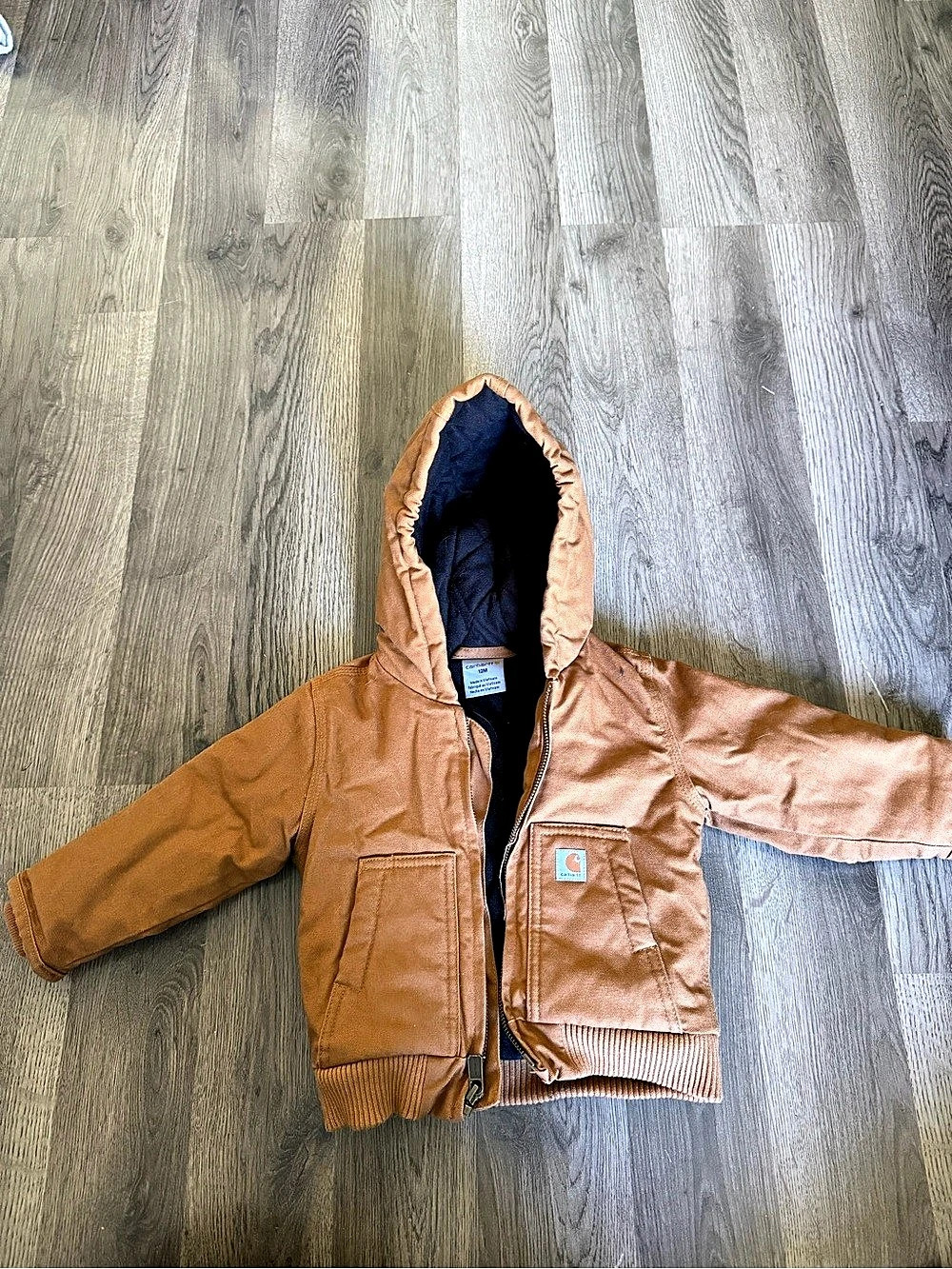 Carhartt Baby Canvas Insulated Hooded Active Jacket Brown Baby 12M